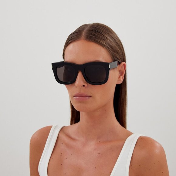 NEW SL650 MONCEAU 001 SAINT LAURENT SUNGLASSES BLACK SQUARE EYEWEAR - Picture 1 of 4